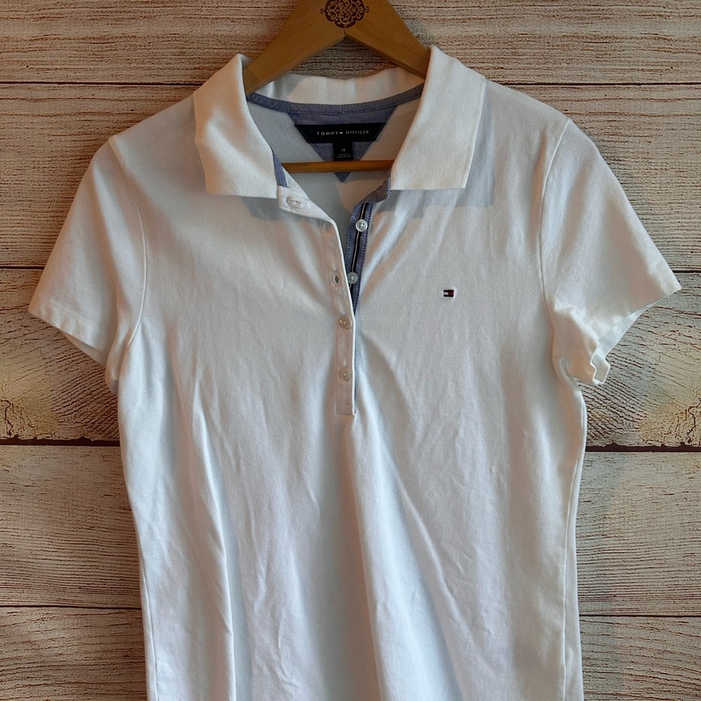 Tommy Hilfiger White Polo with Navy Accents - Picture 2 of 3
